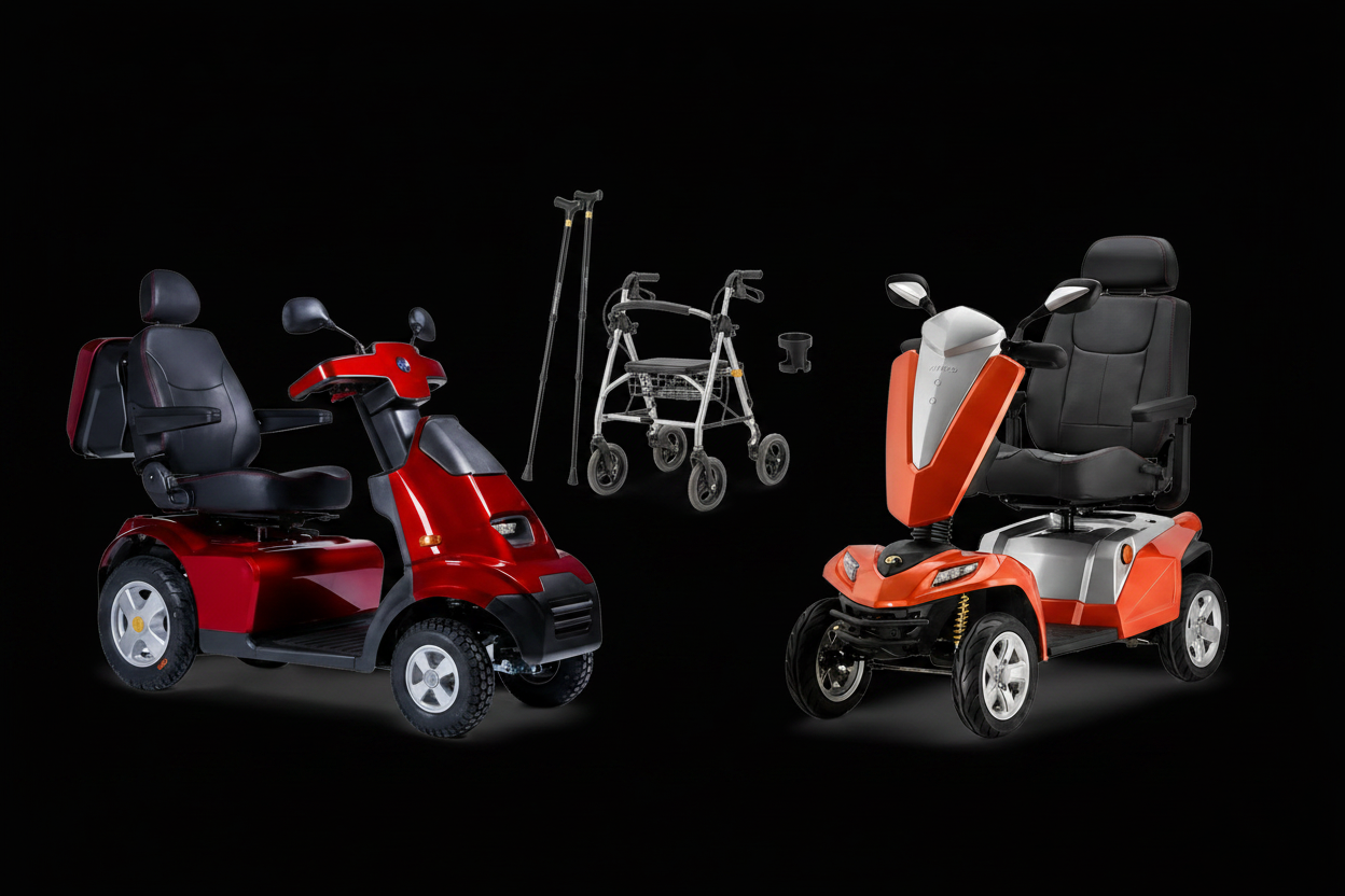 Scooters with black background